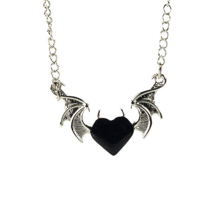 ESC BUTİK Devil Black Heart Kolye