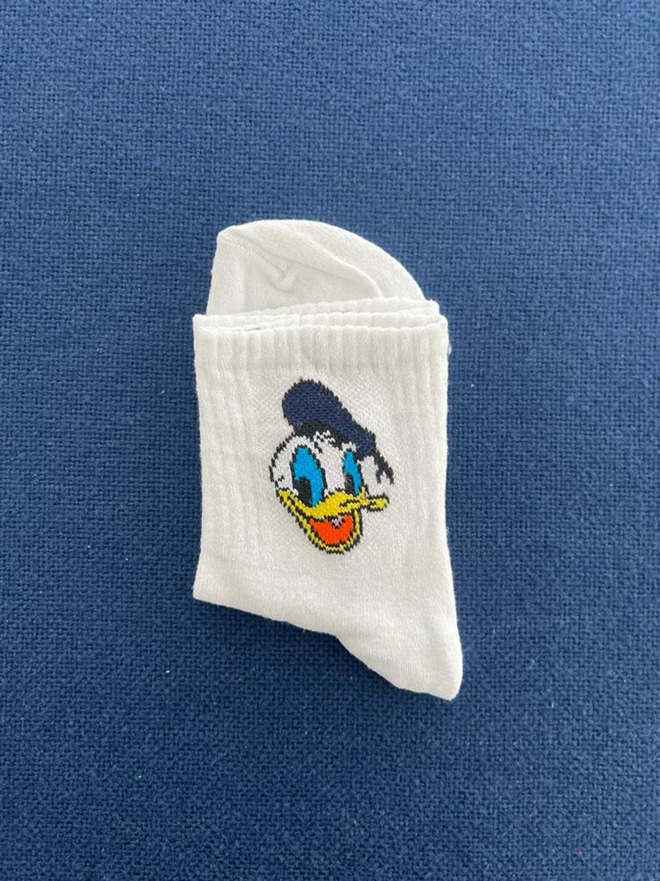 ESC BUTİK Donald Duck Unisex Beyaz Kolej Çorap