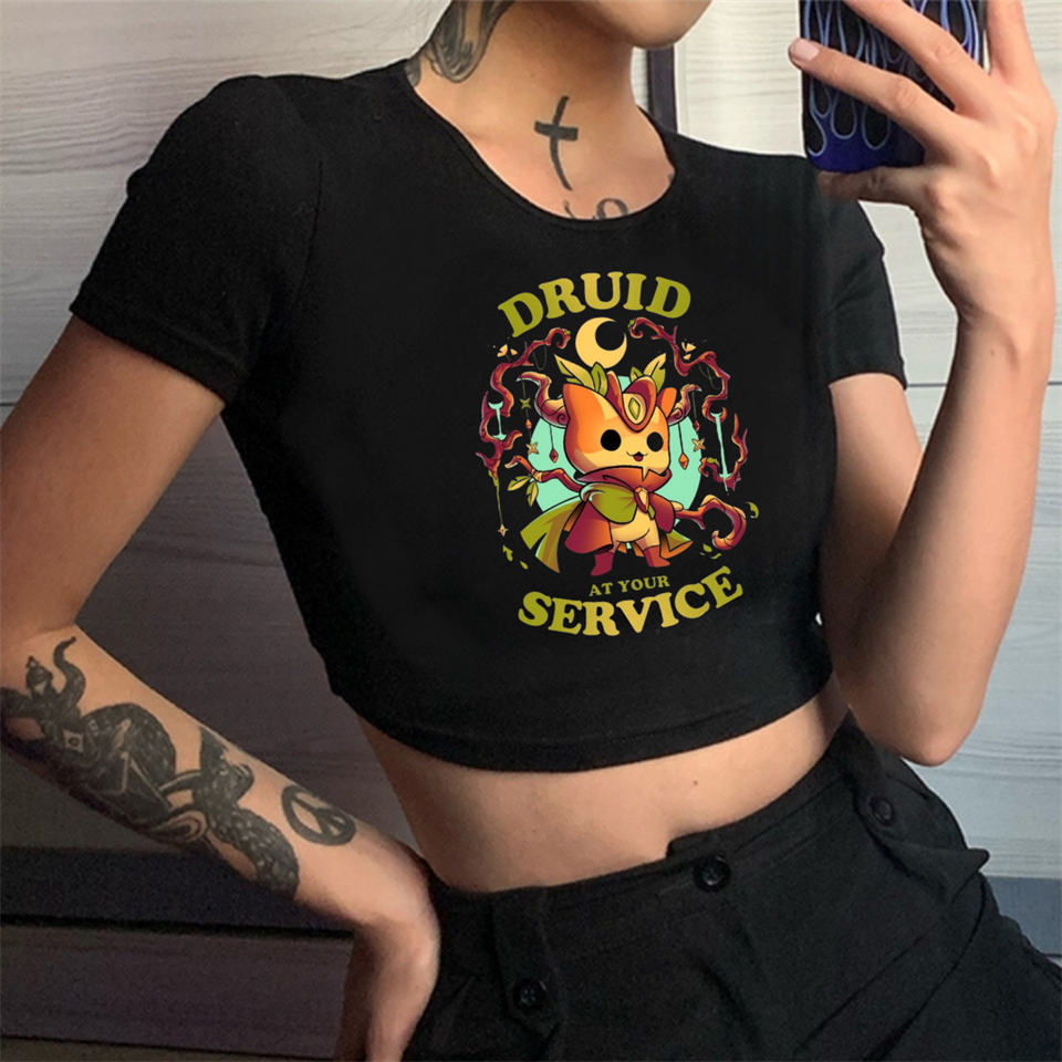 ESC BUTİK Druid At Your Service Siyah Crop