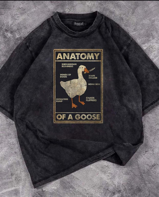 ESC BUTİK Duck Anatomy Unisex Eskitme T-shirt