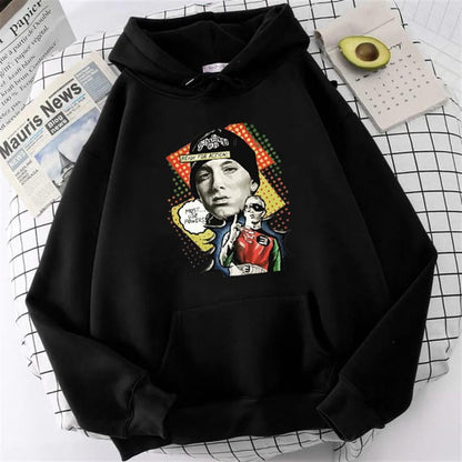 ESC BUTİK Eminem Ready For Action Baskılı Siyah Unisex Oversize Kapüşonlu Sweatshirt