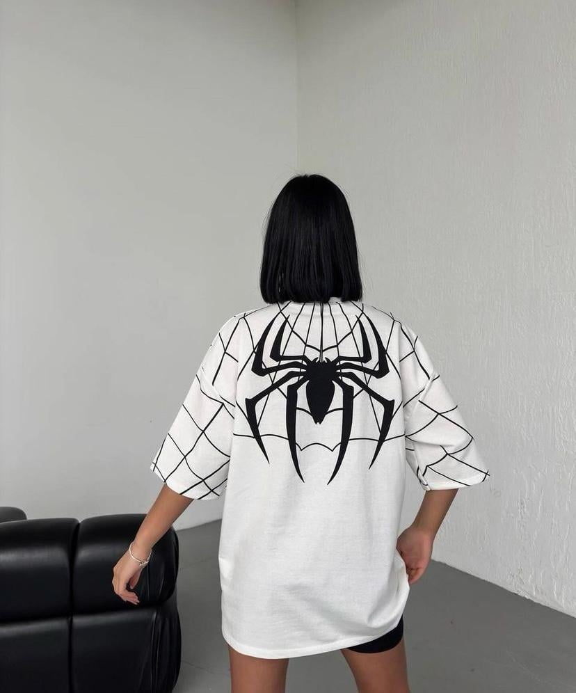 ESC BUTİK Extra Salaş Spider Baskılı  (Unisex) T-Shirt