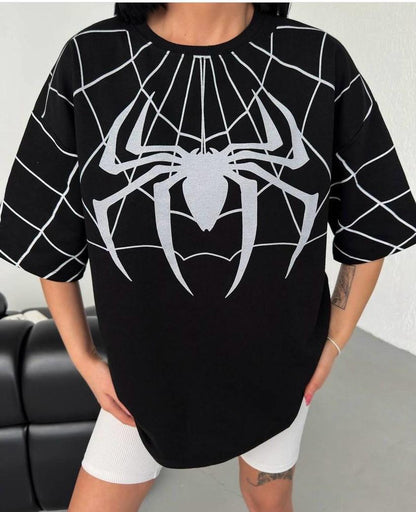 ESC BUTİK Extra Salaş Spider Baskılı  (Unisex) T-Shirt