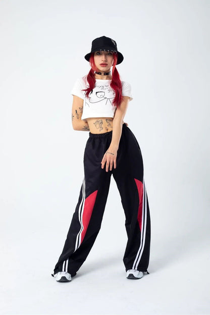 Baggy Harajuku Y2k Line Detail Bol Paça Unisex Paraşüt Eşofman Altı