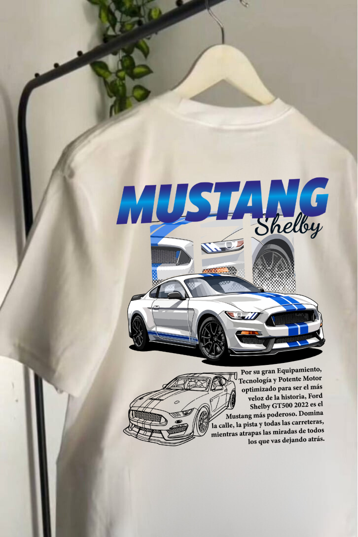 ESC BUTİK Ferrari & Mustang Retro Baskılı T-shirt