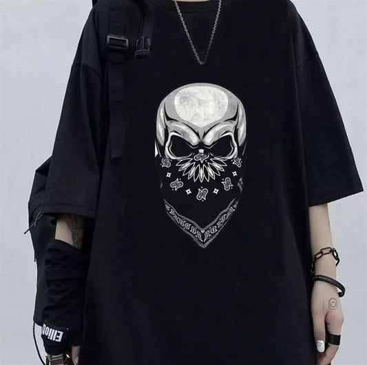 ESC BUTİK Gang Skull Baskılı Siyah Unisex Oversize T-shirt