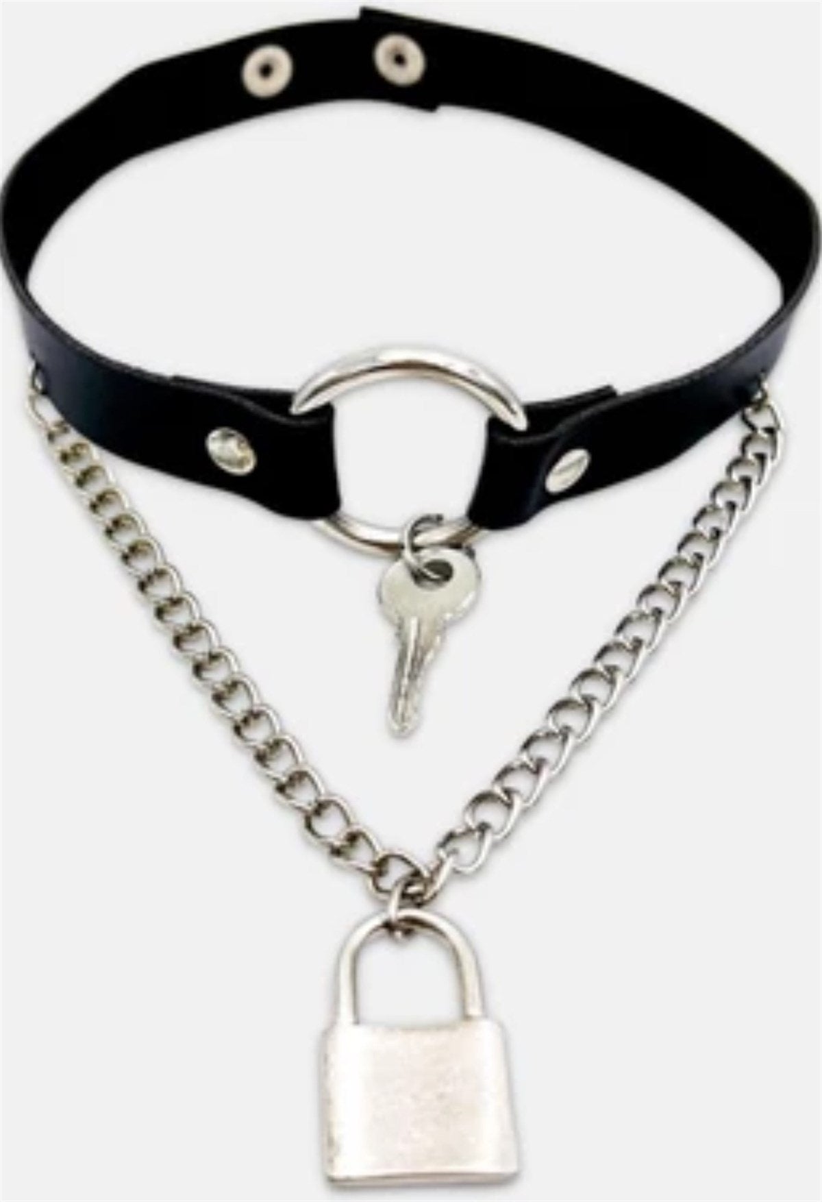 ESC BUTİK Gothic Anahtarlıklı Kilit Choker Kolye