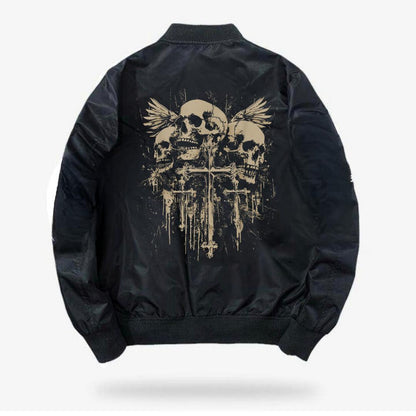 ESC BUTİK Gothic Skeleton Baskılı Unisex Bomber Ceket