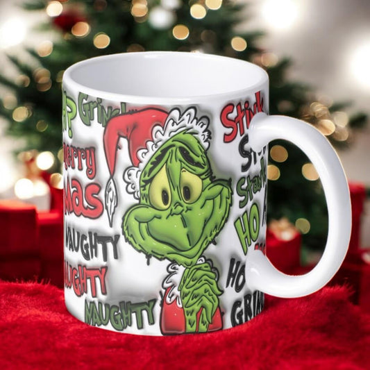 ESC BUTİK Grinch 3D Christmas Baskılı Yeni Yıl Kupa