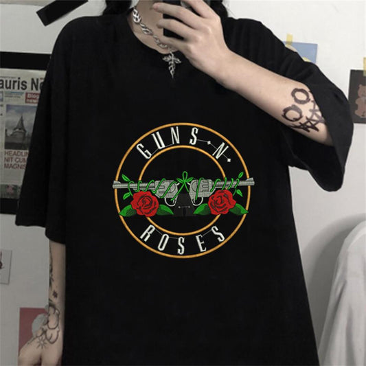 ESC BUTİK Guns N' Roses Baskılı Siyah Unisex Oversize T-shirt