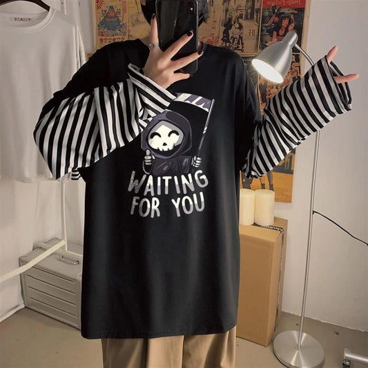 ESC BUTİK Halloween Waiting For You Witch Baskılı Fake Sleeves Unisex Siyah T-shirt