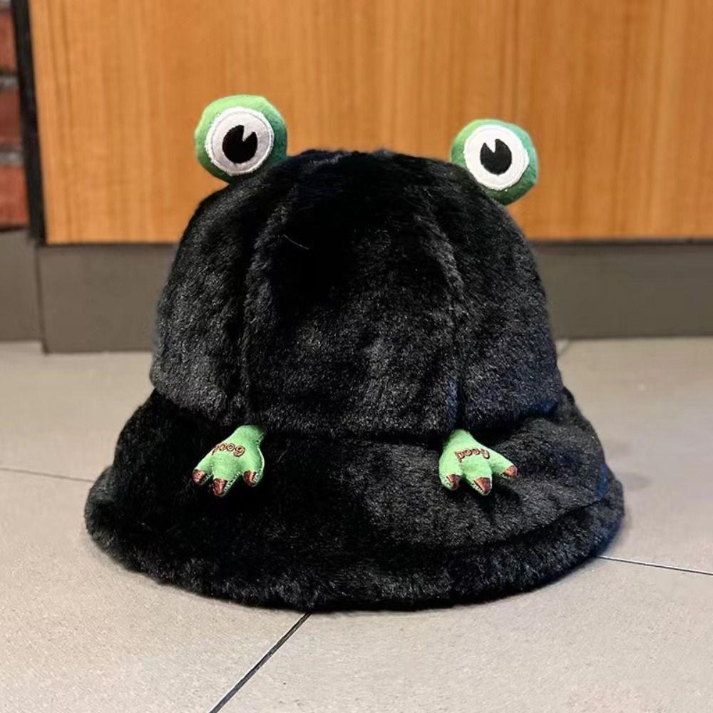 ESC BUTİK Harajuku Peluş Pamuklu Frog Bucket Şapka