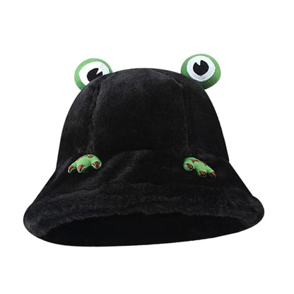 ESC BUTİK Harajuku Peluş Pamuklu Frog Bucket Şapka