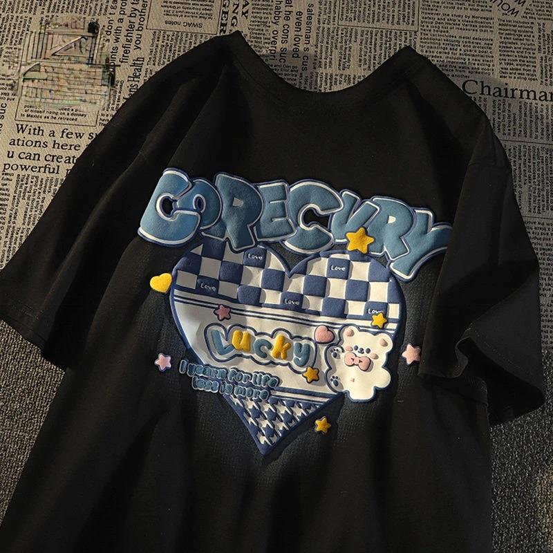 ESC BUTİK Harajuku Corecury Siyah Unisex Oversize T-shirt