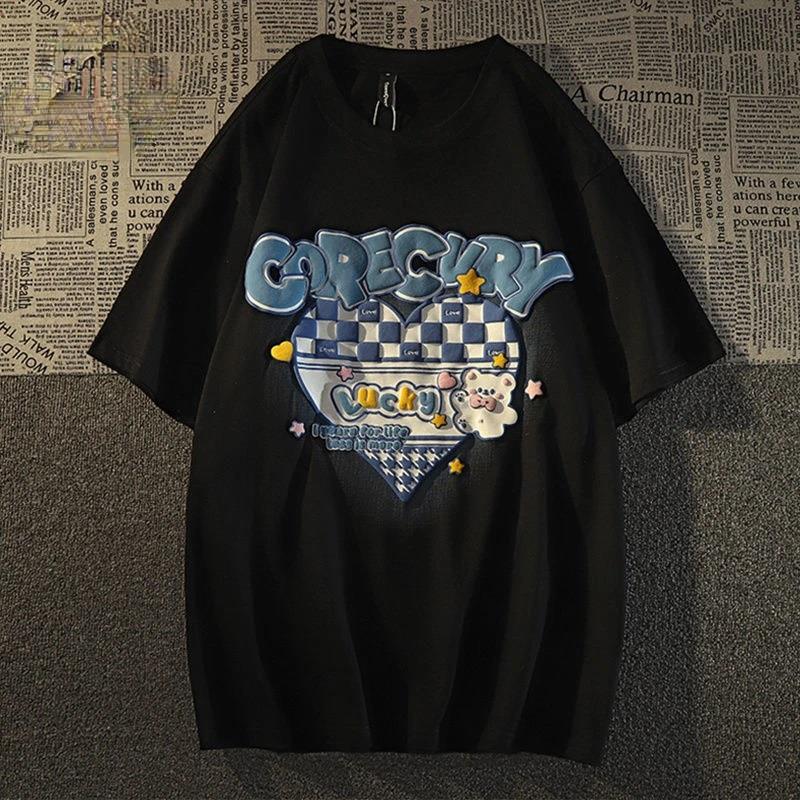 ESC BUTİK Harajuku Corecury Siyah Unisex Oversize T-shirt