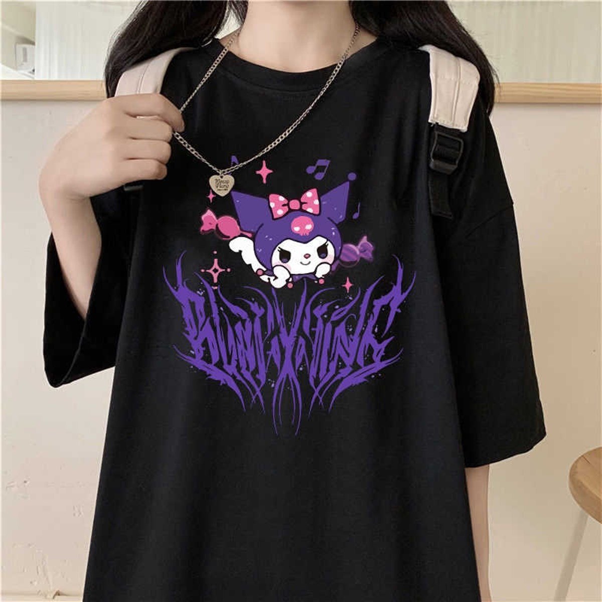 ESC BUTİK Harajuku Kuromi Gotik Unisex  Oversize T-shirt