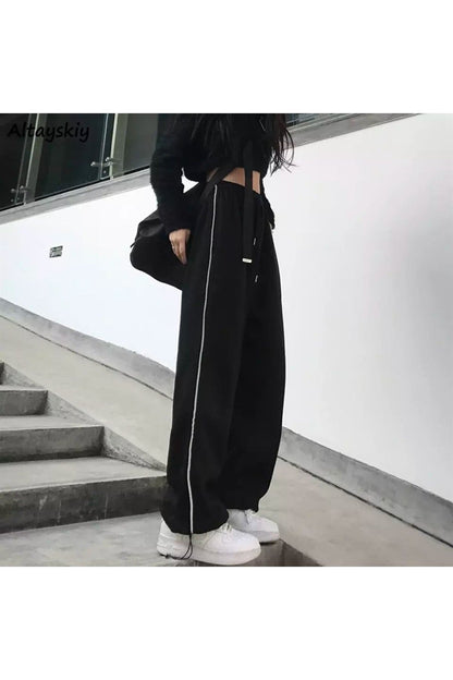 ESC BUTİK Harajuku Zip Detail Black Tracksuit Oversize Eşofman Altı