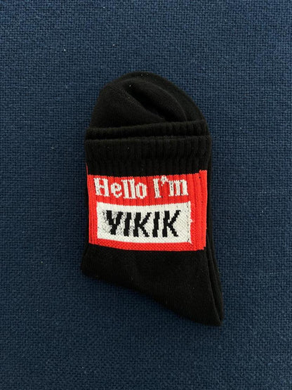 ESC BUTİK Hello I'm Yıkık Unisex Siyah Kolej Çorap