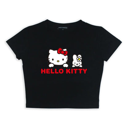 ESC BUTİK Hello Kitty Baskılı Siyah Crop