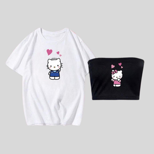 ESC BUTİK Hello Kitty Couple T-Shirt & Croptop