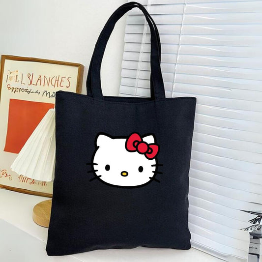 ESC BUTİK Hello Kitty Siyah Bez Çanta