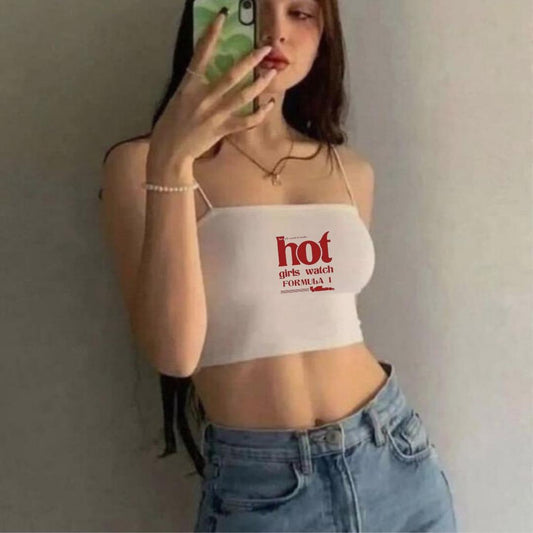 ESC BUTİK Hot Gril Beyaz Ip Askılı Büstiyer Crop