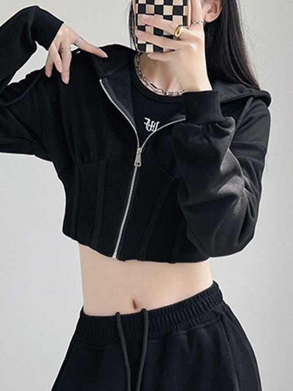 ESC BUTİK Hype Streetwear Crop Fermuarlı Hırka