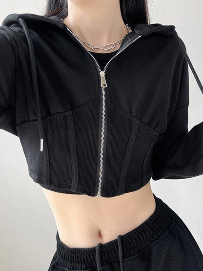 ESC BUTİK Hype Streetwear Crop Fermuarlı Hırka