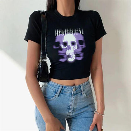 ESC BUTİK Hysterical Baskılı Siyah Crop