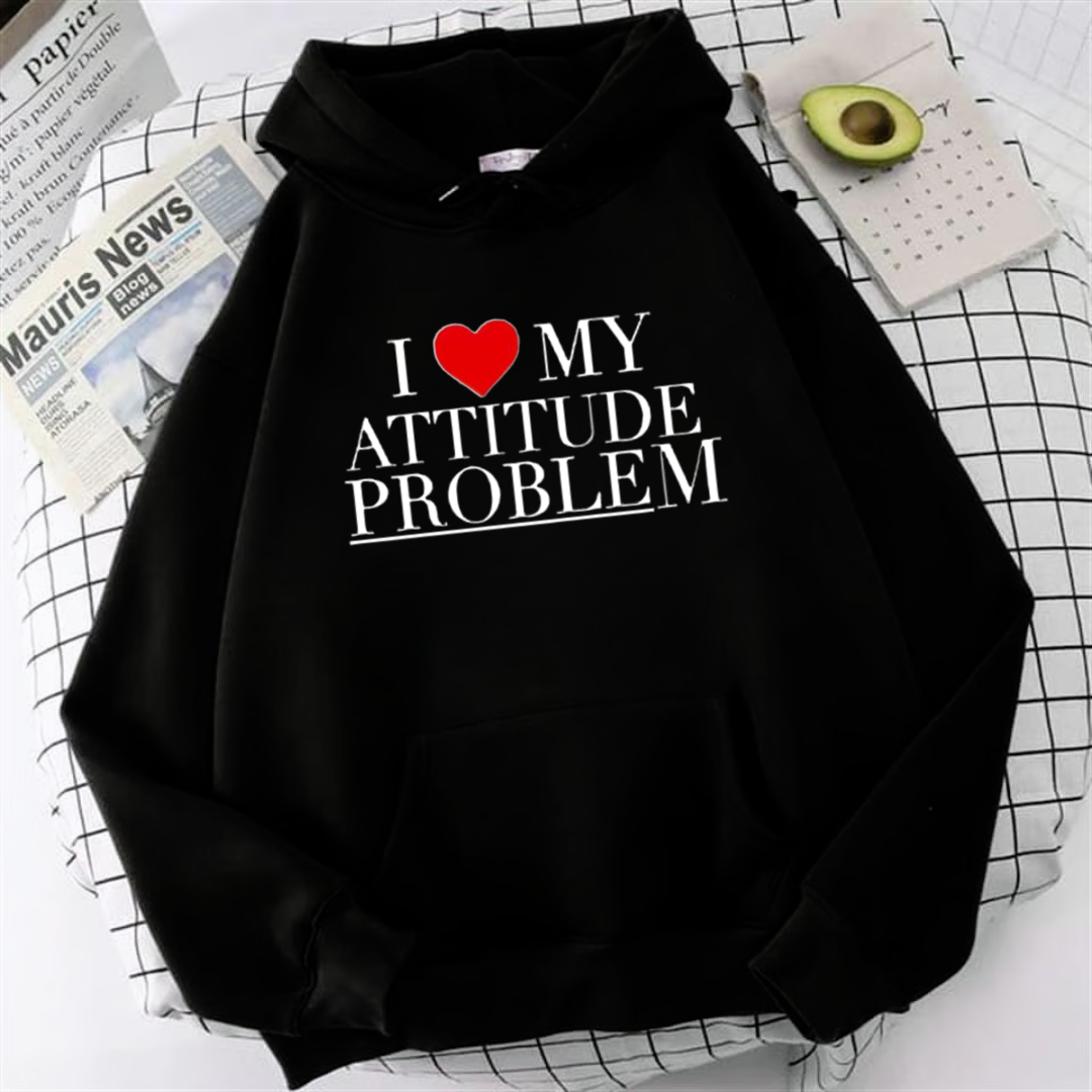 ESC BUTİK I Love My Attitude Problem Baskılı Unisex Oversize Hoodie