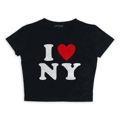 ESC BUTİK I Love NY Baskılı Siyah Crop