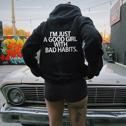 ESC BUTİK I'm Just A Good Girl With Bad Habits Baskılı Unisex Oversize Hoodie