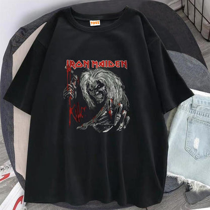 ESC BUTİK Iron Maiden Killer Baskılı Siyah Unisex Oversize T-shirt