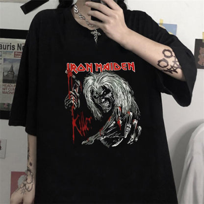 ESC BUTİK Iron Maiden Killer Baskılı Siyah Unisex Oversize T-shirt