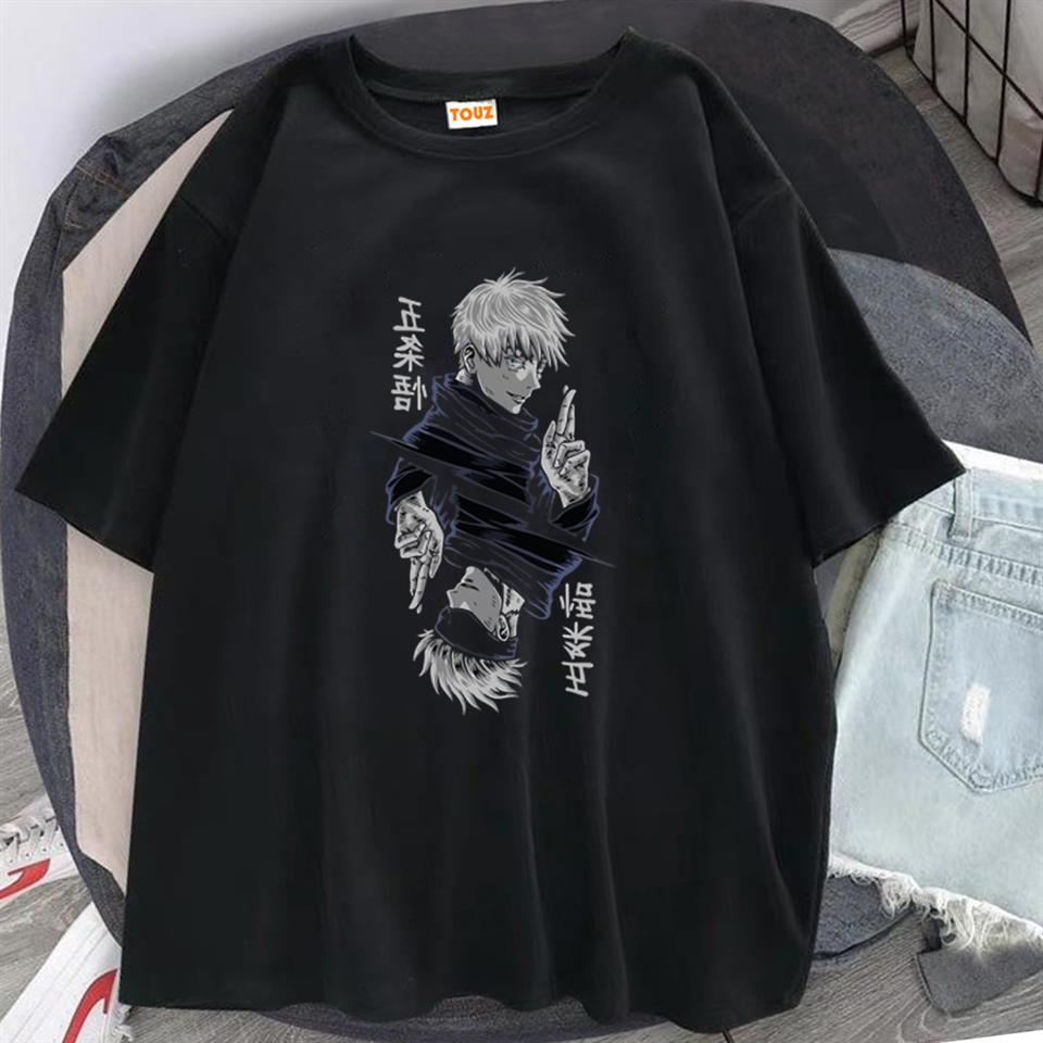 ESC BUTİK Jujutsu Kaisen Blade Baskılı Siyah Unisex Oversize T-shirt