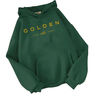 ESC BUTİK K-Pop BTS Jungkook Golden Hoodie Baskılı Kapşonlu Sweatshirt