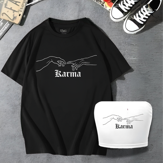 ESC BUTİK Karma Detail Couple T-Shirt & Croptop