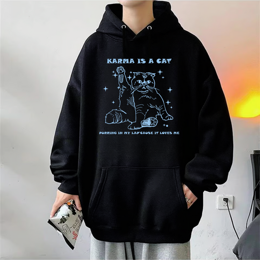 ESC BUTİK Karma Is Cat Unisex Oversize Hoodie