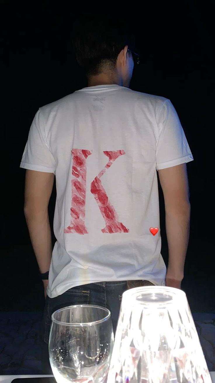 ESC BUTİK Kiss Design K Harfi Oversize T-shirt