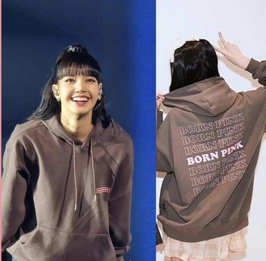 ESC BUTİK Kpop Born Pink Antrasit Kapüşonlu Sweatshirt