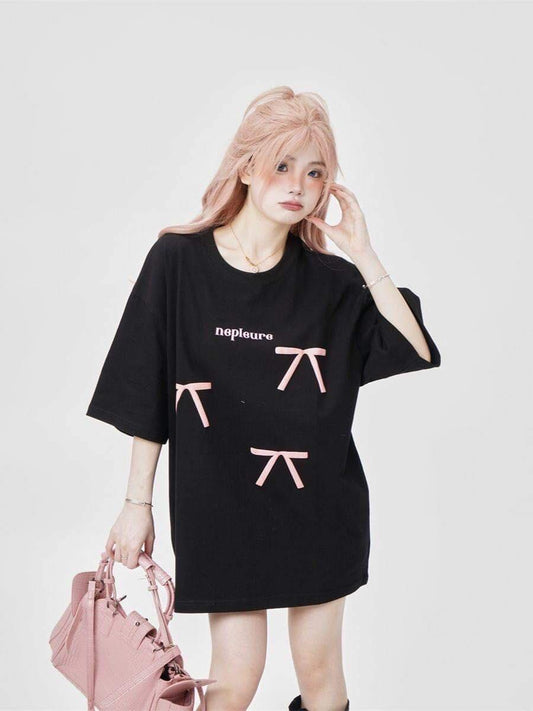 ESC BUTİK Kurdele Baskılı Oversize T-shirt