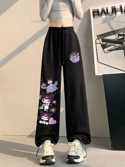 ESC BUTİK Kuromi Detail Unisex Siyah Eşofman Altı