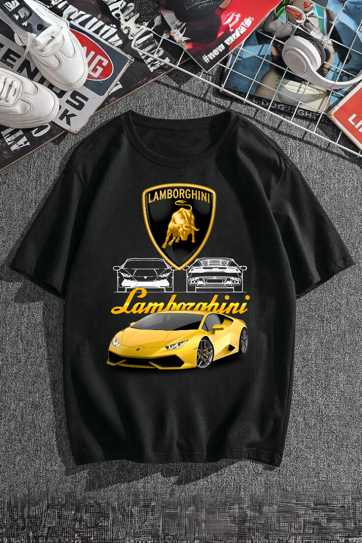 ESC BUTİK Lamborghini Retro Baskılı T-shirt