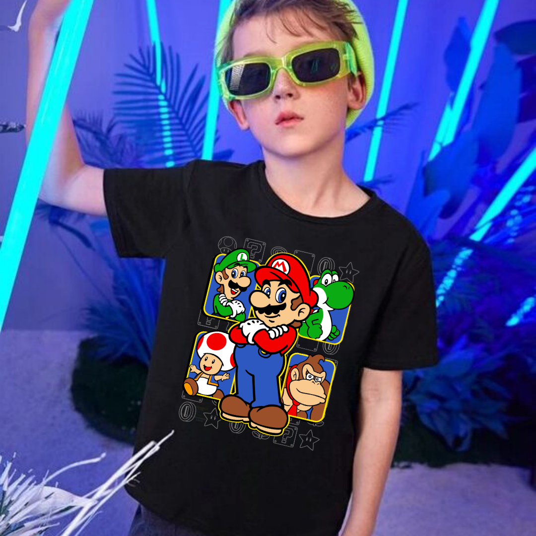 ESC BUTİK Mario Kids Baskılı T-shirt