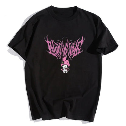 ESC BUTİK Melody Pink Siyah Unisex Oversize T-shirt