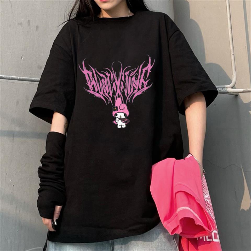 ESC BUTİK Melody Pink Siyah Unisex Oversize T-shirt