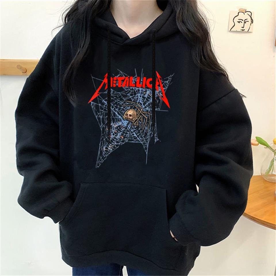 ESC BUTİK Metallica Baskılı Siyah Unisex Oversize Kapüşonlu Sweatshirt