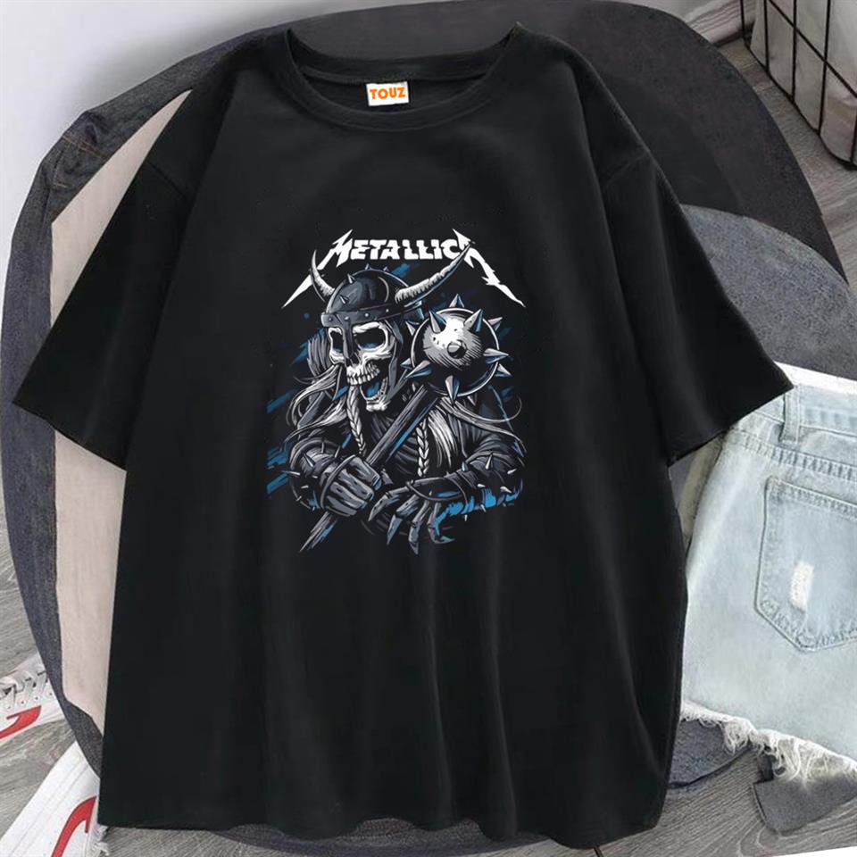 ESC BUTİK Metallica Knight Skull Baskılı Siyah Unisex Oversize T-shirt