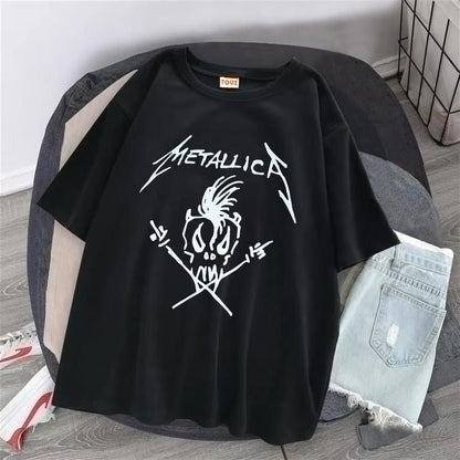 ESC BUTİK Metallica Skull Siyah Unisex Oversize T-shirt