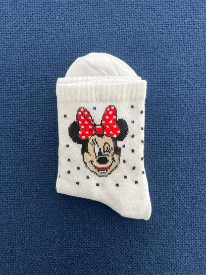 ESC BUTİK Minnie Mouse Unisex Beyaz Kolej Çorap